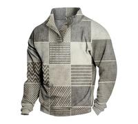 Felpe patchwork da uomo a maniche lunghe polo alla moda versatile con colletto semi-aperto e bottoni camicie da golf casual vestibilità ampia tennis streetwear plaid colorato stampato 3D per adulti