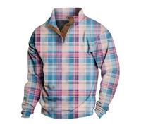 Felpe patchwork da uomo a maniche lunghe polo alla moda versatile con colletto semi-aperto e bottoni camicie da golf casual vestibilità ampia tennis streetwear plaid colorato stampato 3D per adulti