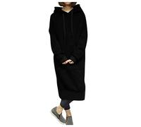 Felpe Per Le Donne Uk Casual Oversize Lungo Signore Lunghe Felpe Con Tasche E Cappuccio Maglioni Invernali Activewear Giacca Maglioni Felpa Con Tasche Abbigliamento Sportivo Top Autunno Felpa, Nero