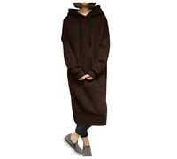 Felpe Per Le Donne Uk Casual Oversize Lungo Signore Lunghe Felpe Con Tasche E Cappuccio Maglioni Invernali Activewear Giacca Maglioni Felpa Con Tasche Abbigliamento Sportivo Top Autunno Felpa, Caff, L