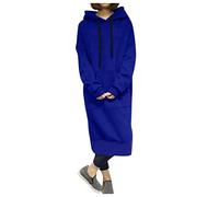 Felpe Per Le Donne Uk Casual Oversize Lungo Signore Lunghe Felpe Con Tasche E Cappuccio Maglioni Invernali Activewear Giacca Maglioni Felpa Con Tasche Abbigliamento Sportivo Top Autunno Felpa, Blu