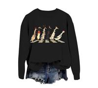 Felpe Ragazza Larghe Felpa Natalizia da Donna con Stampa di Animali della Fattoria e Amante del Natale Felpe da Montagna (Black, XL)