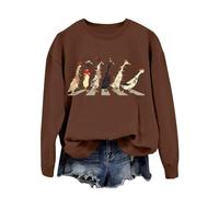 Felpe Ragazza Larghe Felpa Natalizia da Donna con Stampa di Animali della Fattoria e Amante del Natale Felpe da Montagna (Brown, XL)