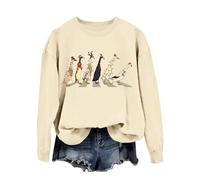 Felpe Ragazza Larghe Felpa Natalizia da Donna con Stampa di Animali della Fattoria e Amante del Natale Felpe da Montagna (Beige, S)