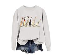 Felpe Ragazza Larghe Felpa Natalizia da Donna con Stampa di Animali della Fattoria e Amante del Natale Felpe da Montagna (White, XL)
