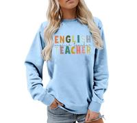 Felpe regolari per le donne insegnare la vita ispiratrice manica lunga pullover camicia top insegnanti apprezzamento felpa con cappuccio donna Zippe, Azzurro, L