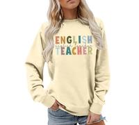 Felpe regolari per le donne insegnare la vita ispiratrice manica lunga pullover camicia top insegnanti apprezzamento felpa con cappuccio donna Zippe, Beige, XXL
