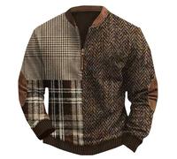Felpe retrò per gli uomini Uk Patchwork Jumper Mens Color Block Pullover 1/4 Zip Maglioni Pullover Termico Lavorato a Maglia Con Toppe Gomito Felpe Lavoro Tattico Pullover Colori a Contrasto Top