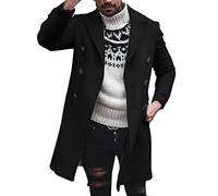 Felpe senza cappuccio da uomo Abrigo de invierno Doble invierno de abrigo para hombre Trench Woolen Fashion Men's Jacke Jacket Chaquetas de lana para hombres Versión cálida Sudaderas con (Black XXXL)