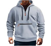 Felpe sportive da uomo in pile a mezza zip con tasche con cappuccio a maniche lunghe oversize felpa con cappuccio polsino con coulisse felpe con cappuccio ispessito caldo maglione all'aperto pullover