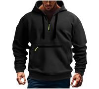 Felpe sportive da uomo in pile a mezza zip con tasche con cappuccio a maniche lunghe oversize felpa con cappuccio polsino con coulisse felpe con cappuccio ispessito caldo maglione all'aperto pullover