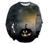 Felpe stampate per gli uomini Uk Uomini Costumi di Halloween Adulto Pullover Stampato Halloween Tie-Dye Streetwear Pullover Girocollo Senza Cappuccio Felpa Vestibilità Larga Casual Techwear Felpe