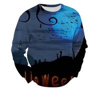 Felpe stampate per gli uomini Uk Uomini Costumi di Halloween Adulto Pullover Stampato Halloween Tie-Dye Streetwear Pullover Girocollo Senza Cappuccio Felpa Vestibilità Larga Casual Techwear Felpe