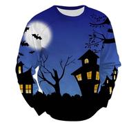 Felpe stampate per gli uomini Uk Uomini Costumi di Halloween Adulto Pullover Stampato Halloween Tie-Dye Streetwear Pullover Girocollo Senza Cappuccio Felpa Vestibilità Larga Casual Techwear Felpe