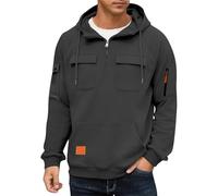 Felpe tattiche da uomo con cappuccio da combattimento per uomo Uk 1/4 Zip Up Pullover con coulisse Maglioni da palestra con due tasche con patta a maniche lunghe pullover da esterno pullover militari