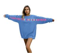Felpe unisex per San Valentino, girocollo, "I Love You This Much", stampa con lettere, divertente, novità, sciolto, festival, base, casual, a maniche lunghe, 01 blu., XL