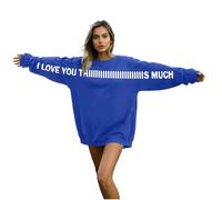 Felpe unisex per San Valentino, girocollo, "I Love You This Much", stampa con lettere, divertente, novità, sciolto, festival, base, casual, a maniche lunghe, 03 blu scuro, XL