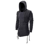 Felpe Uomo - Autonna degli Uomini e Tendenza Invernale Solid Color Dark Long Hooded Loose Sweater Coats (Dark Gray, M)