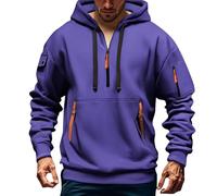 Felpe Uomo con Cappuccio Felpa Leggera Uomo Casual alla con Tasca Stampata Comoda e con Mezza Zip Consegna Domani Felpa Purple-A 3XL