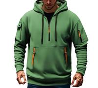 Felpe Uomo con Cappuccio Felpa Leggera Uomo Casual alla con Tasca Stampata Comoda e con Mezza Zip Consegna Domani Felpa Green-A XXL