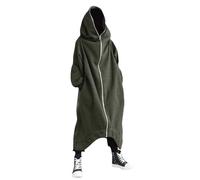 Felpe Uomo con Cappuccio Felpa Leggera Uomo Prendas de Abrigo para Hombres Personalidad Cuerpo Completo Manga Larga Cremallera Suéter Largo con Capucha Chaqueta Informal Felpa A Cerniera Green L