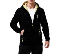 Felpe Uomo con Cappuccio Felpa Leggera Uomo Zip Up Hoodie Men Warm Fleece Lined Fall Winter Hooded Casual Cozy Fuzzy Wool Coats with Pila da Lavoro Black XXL