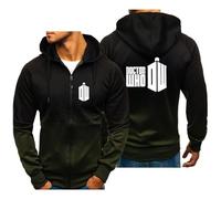 Felpe Uomo con Cappuccio Moda Doc.tor Who, Felpa con Cerniera Intera, Slim Fit Cardigan Felpa a Manica Lunga Casual, Cappotti(Black,XXL)