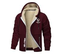 Felpe Uomo con Cappuccio Moda Is.le of M.a.n T.T, Giacca con Zip Intera e Tasche, Felpa a Manica Lunga Sweatshirt, Regali(Dark Red,S)