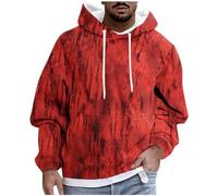 Felpe Uomo con Cappuccio Tie-Dye Abbigliamento Uomo Sport Taglia Grande Cappuccio con Coulisse Felpa Spessa Tenere Caldo All'aperto con Tasche Semplice, rosso, XL