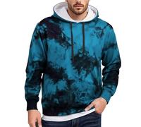 Felpe Uomo con Cappuccio Tie-Dye Abbigliamento Uomo Sport Taglia Grande Cappuccio con Coulisse Felpa Spessa Tenere Caldo All'aperto con Tasche Semplice, blu, M