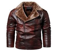 Felpe Uomo - Giacche da Uomo in Pile Foderato Pesante Antivento con Zip, Calda Felpa con Cappuccio (Red, XL)