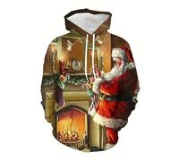 Felpe Uomo Natale Brutti Divertente con Cappuccio, Maglione Natalizio Uomo Casual Creativa Maglioni Confortevole Termica Elasticizzato Sweater Stampe di Elementi Natalizi Ideal per Autunno E Inverno