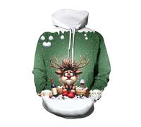 Felpe Uomo Natale Divertente Brutti con Cappuccio, Maglione Natalizio Uomo Casual Creativa Vintage Maglioni Confortevole Termica Elasticizzato Felpe Manica Lunga Fantasia Stampe di Elementi Natalizi