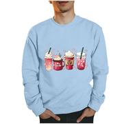Felpe Uomo San Valentino Lettera Stampa Girocollo Coppia Casual Grafica Pullover Oversize Atletica Senza Cappuccio Felpa Abbinata Allentata Uomini e Donne Manica Lunga Adatto per La Casa