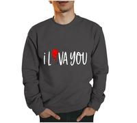 Felpe Uomo San Valentino Lettera Stampa Girocollo Coppia Casual Grafica Pullover Oversize Atletica Senza Cappuccio Felpa Abbinata Allentata Uomini e Donne Manica Lunga Adatto per La Casa