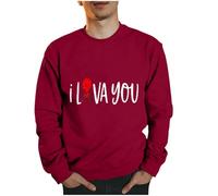 Felpe Uomo San Valentino Lettera Stampa Girocollo Coppia Casual Grafica Pullover Oversize Atletica Senza Cappuccio Felpa Abbinata Allentata Uomini e Donne Manica Lunga Adatto per La Casa