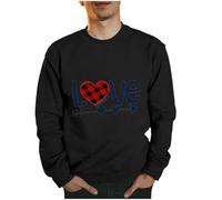 Felpe Uomo San Valentino Lettera Stampa Girocollo Coppia Casual Grafica Pullover Oversize Atletica Senza Cappuccio Felpa Abbinata Allentata Uomini e Donne Manica Lunga per Gli Amanti