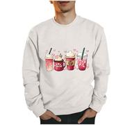 Felpe Uomo San Valentino Lettera Stampa Girocollo Coppia Casual Grafica Pullover Oversize Atletica Senza Cappuccio Felpa Abbinata Allentata Uomini e Donne Manica Lunga Adatto per La Casa