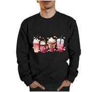 Felpe Uomo San Valentino Lettera Stampa Girocollo Coppia Casual Grafica Pullover Oversize Atletica Senza Cappuccio Felpa Abbinata Allentata Uomini e Donne Manica Lunga Adatto per La Casa