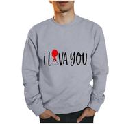 Felpe Uomo San Valentino Lettera Stampa Girocollo Coppia Casual Grafica Pullover Oversize Atletica Senza Cappuccio Felpa Abbinata Allentata Uomini e Donne Manica Lunga Adatto per La Casa