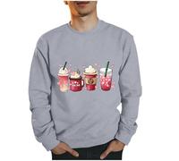 Felpe Uomo San Valentino Lettera Stampa Girocollo Coppia Casual Grafica Pullover Oversize Atletica Senza Cappuccio Felpa Abbinata Allentata Uomini e Donne Manica Lunga Adatto per La Casa