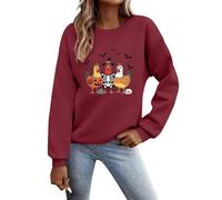 Felpe vintage di Halloween da donna a maniche lunghe con cappuccio con grafica fantasma pullover con polsino a costine vestibilità rilassata autunno all'aperto comodo streetwear, vino, L