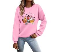 Felpe vintage di Halloween da donna a maniche lunghe con cappuccio con grafica fantasma pullover con polsino a costine vestibilità rilassata autunno all'aperto comodo streetwear, rosa, L