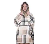 Felpone poncho mantella con cappuccio e tasche in pile coral sherpa Lovely