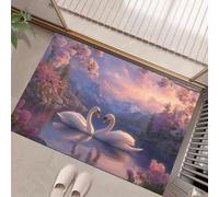 Felpudo Entrada Casa 40 X 60 Cm, Cigno Bianco Alfombra Entrada Casa, Absorbente Lavable, Felpudo De Scenario Romantico, Alfombrilla Antideslizante Para Pasillo, Dormitorio (Rosa)