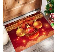 Felpudo Entrada Casa 45 X 75 Cm, Grande Fiocco Nastro Alfombra Entrada Casa, Absorbente Y Lavable, Felpudo De Luci Natale, Alfombrilla Antideslizante Para Pasillo, Cocina, Dormitorio (Rosso)