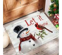 Felpudo Entrada Casa 50 X 80 Cm, Pupazzo Neve Natale Alfombra Entrada Casa, Absorbente Y Lavable, Felpudo De Uccellino, Alfombrilla Antideslizante Para Pasillo, Cocina, Dormitorio (Bianco)