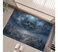 Felpudo Entrada Casa 60 X 90 Cm, Villaggio Dell'Orrore Alfombra Entrada Casa, Absorbente Lavable, Felpudo De Teschio Oscuro, Alfombrilla Antideslizante Para Pasillo, Dormitorio (Grigio Scuro)