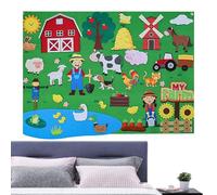 Felt Story Board - 104 cm Preschooler Learning Game Bag | 3D DIY Dinosaur Animal Printed Cloth | Early Education Feltboard, Interactive Teaching Wall Hanging For Nursery