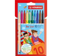 Felt Tip Pen - STABILO Trio 2 in 1 - Wallet of 10 - Assorted Colours 222/10-01